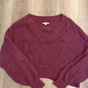 American Eagle Outfitters V-Neck Sweater - Deep Red